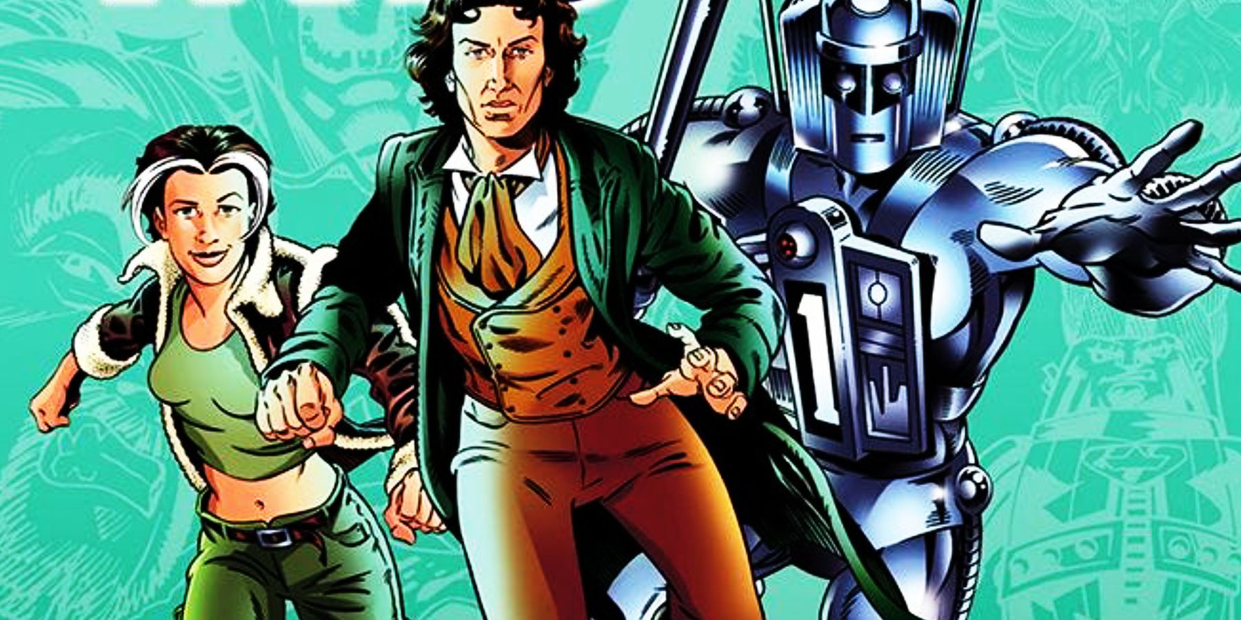 Izzy, the Doctor and Kroton the Cyberman in DWM