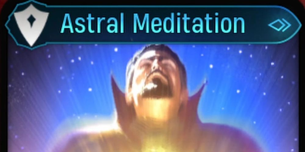 Cartão Doutor Estranho Meditação Astral é visto em Marvel's Midnight Suns