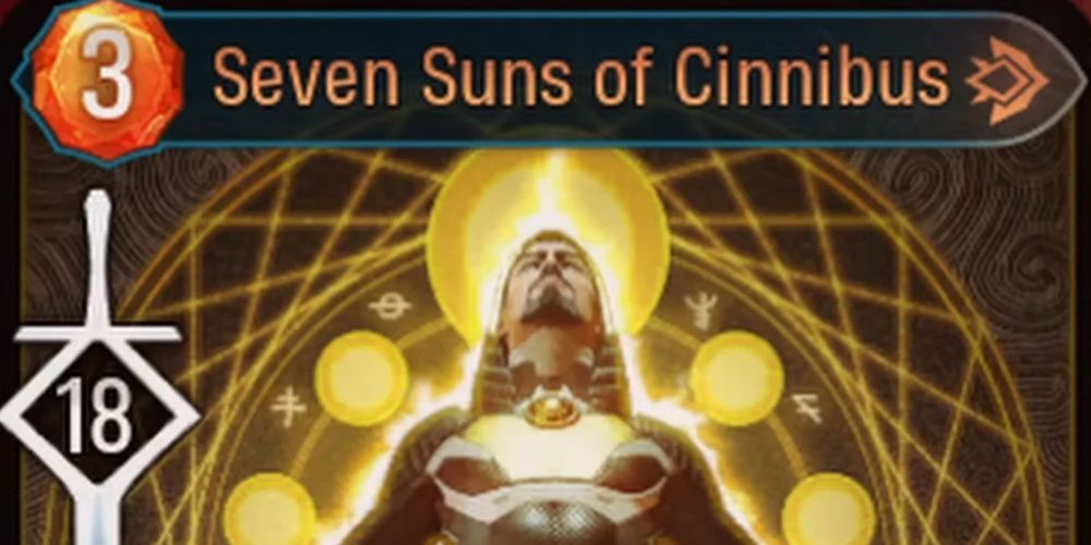 O cartão dos Sete Sóis de Cinnibus do Doutor Estranho é visto em Midnight Suns da Marvel