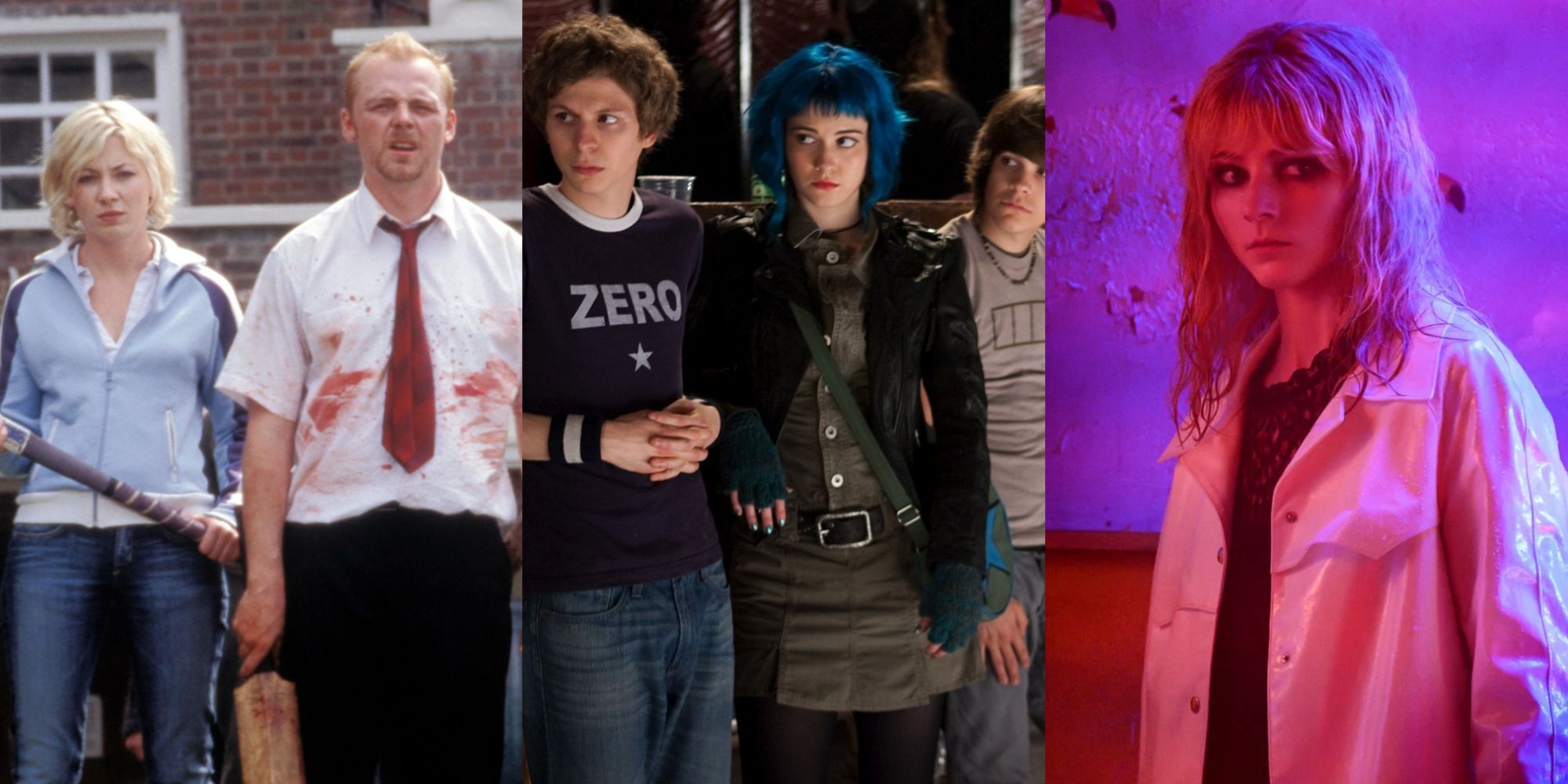 Split image of Shaun of the Dead, Scott Pilgrim and Last Night in Soho