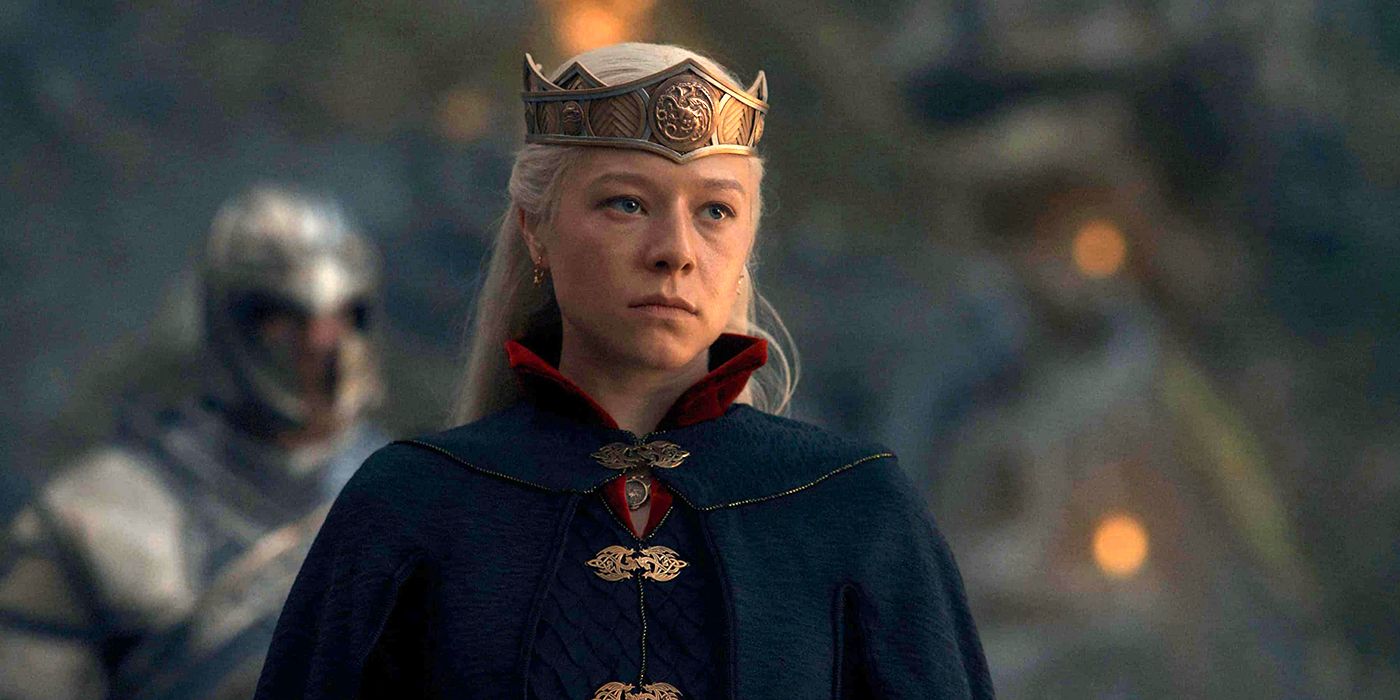 Emma D'Arcy wearing her crown in House of the Dragon