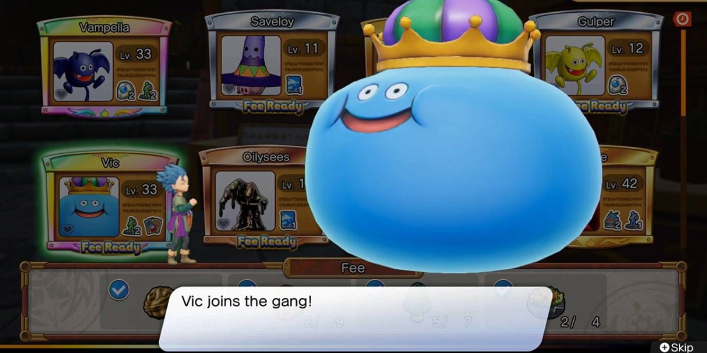 Dragon Quest valoriza o recrutamento de King Slime com outros monstros observados em segundo plano