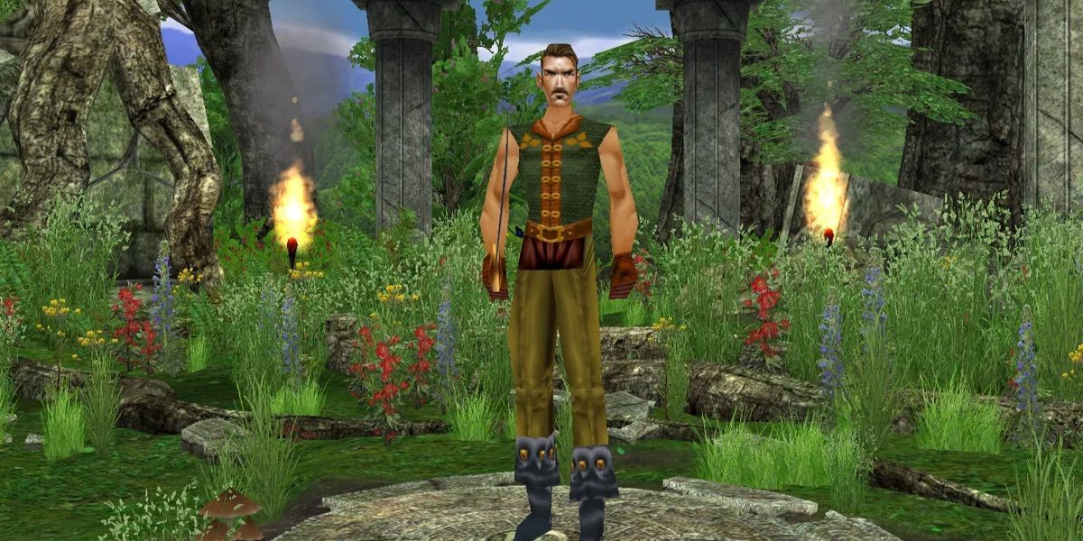 A created character in Everquest looks on 