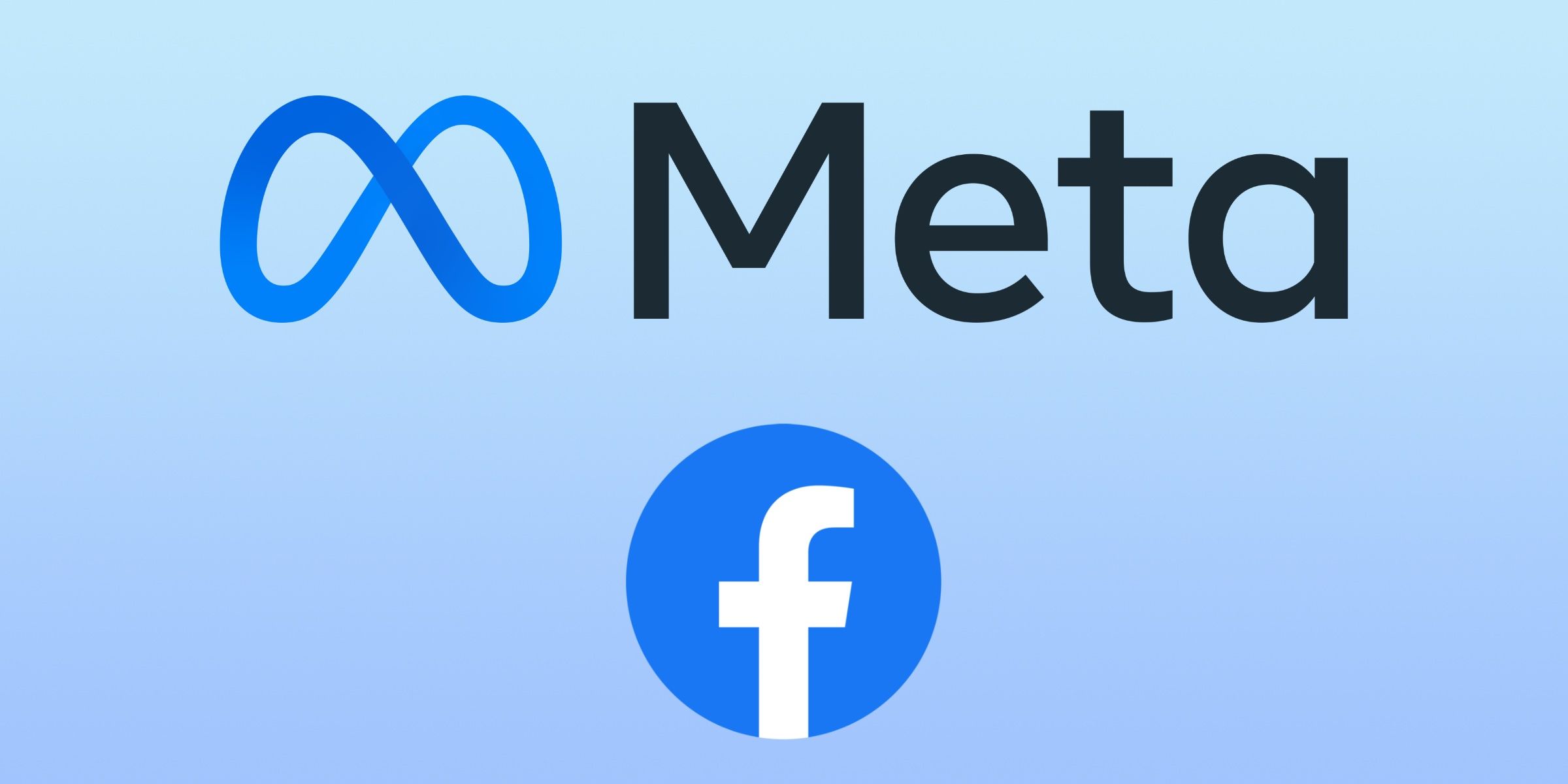 The Facebook and Meta Logos against a pale blue gradient background.