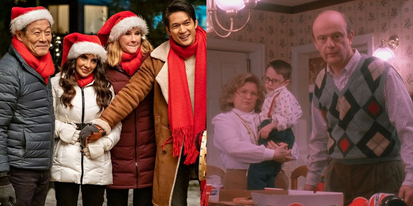 Split image of the Lin family from Love Hard and the McCallister family from Home Alone