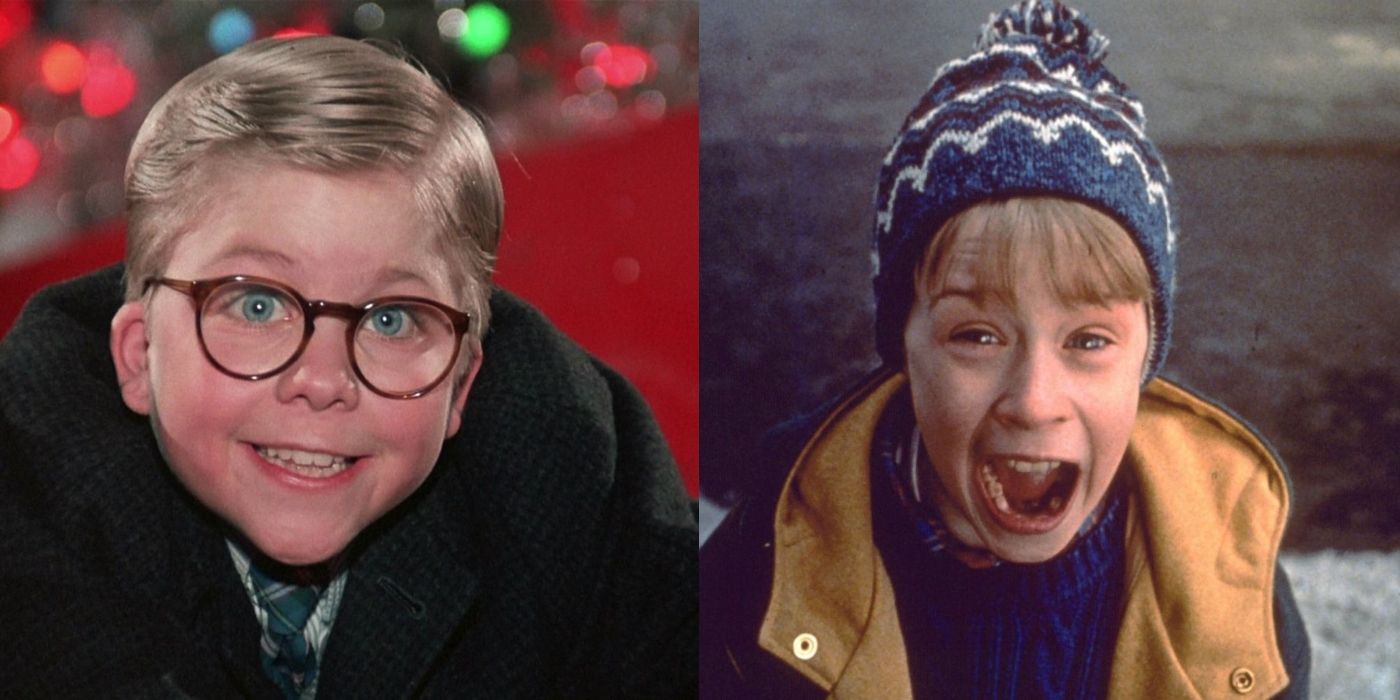Split image of Ralphie in A Christmas Story and Kevin in Home Alone