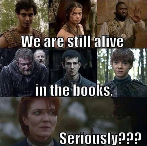 Game of Thrones meme about characters alive in the books