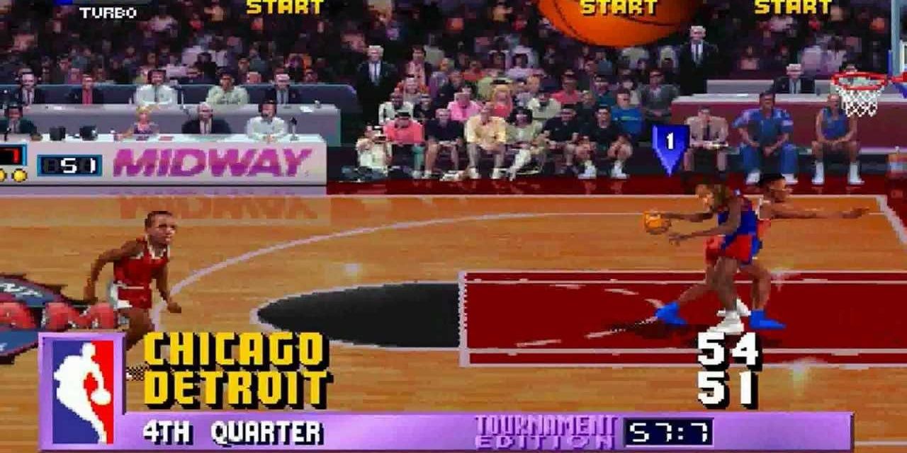 Gameplay from the 1993 NBA Jam arcade game
