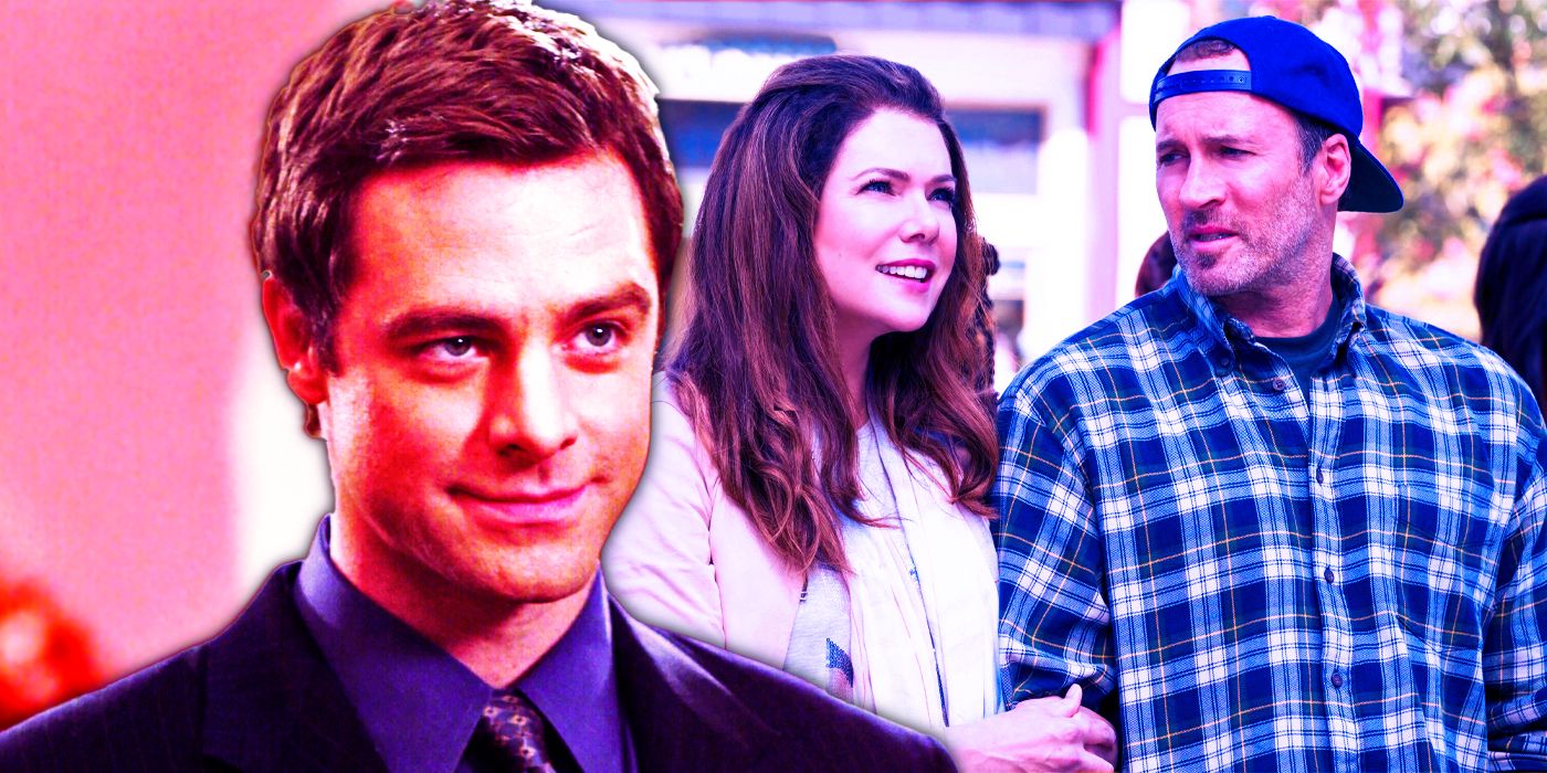 A blended image features Christopher, Lorelai, and Luke in Gilmore Girls