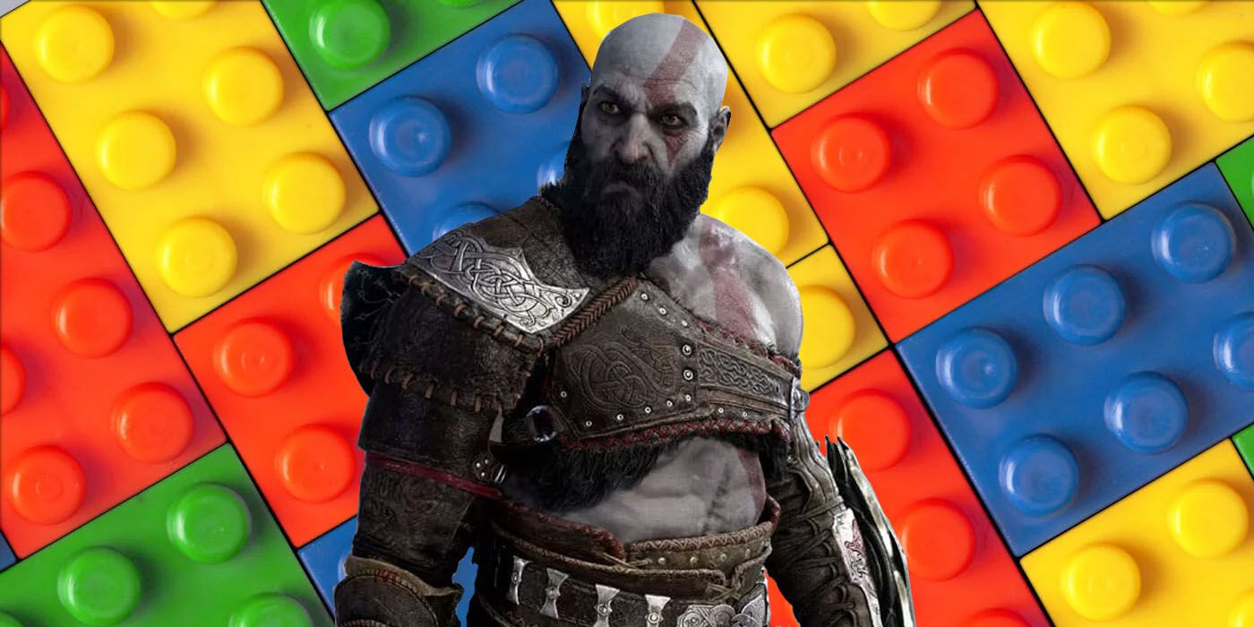 God of War Ragnarok Kratos in Front of Block Background