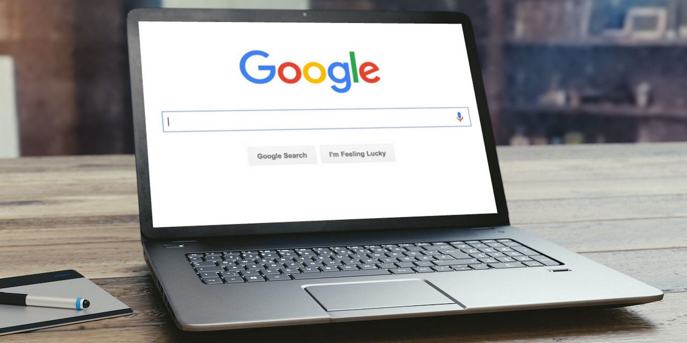 Google Search home page on a laptop