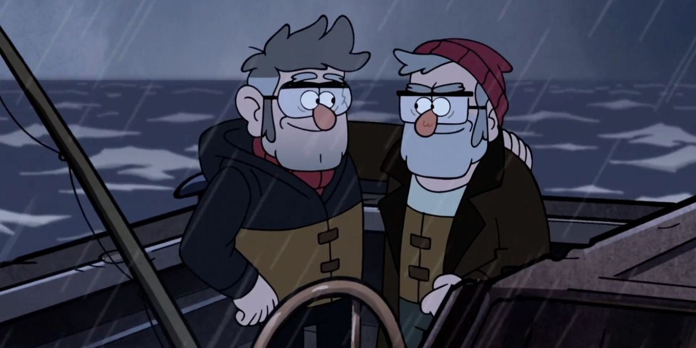 Gravity Falls: Ford and Stan on their boat.