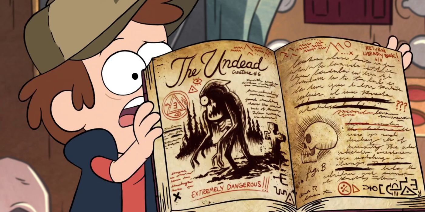 Gravity Falls' Dipper opening a journal.