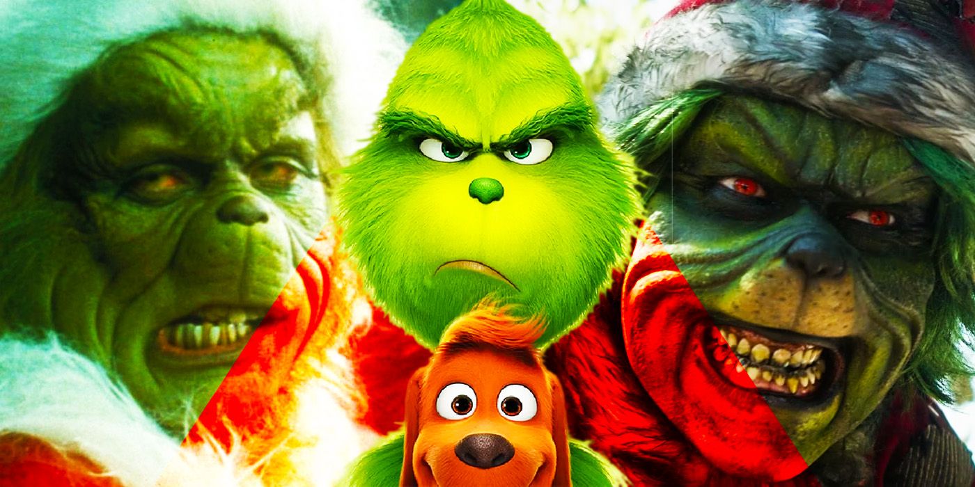 Custom image featuring Jim Carrey's Grinch, 2018's animated Grinch, and The Mean One's Grinch
