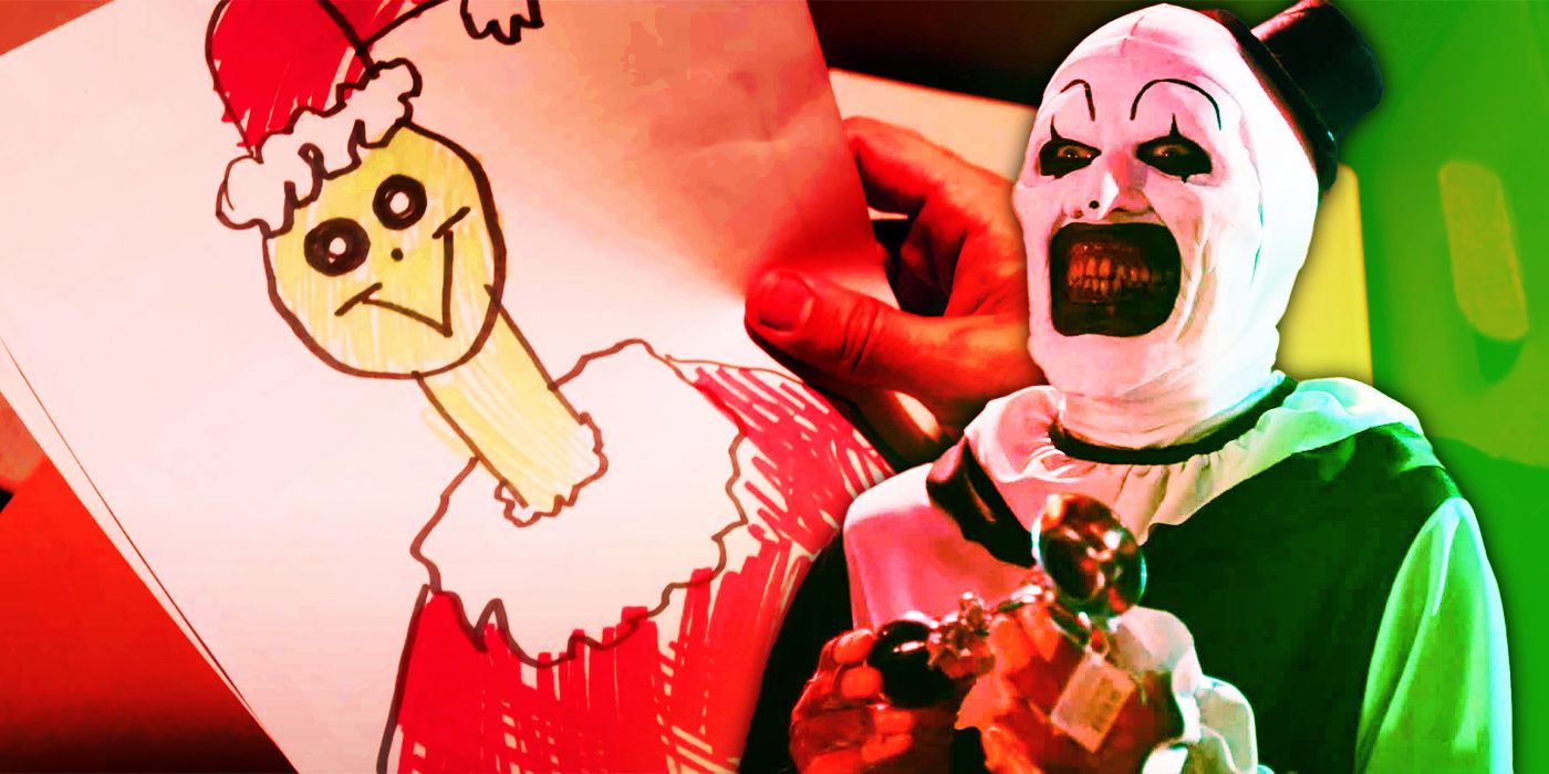 The Mean One Grinch drawing and Art the Clown in Terrifier 2