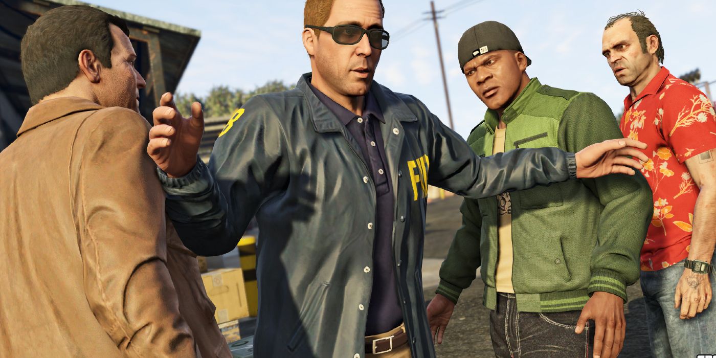 Steve Haines, from GTA 5's FIB, separating Michael from Franklin and Trevor, preventing a fight between the three.