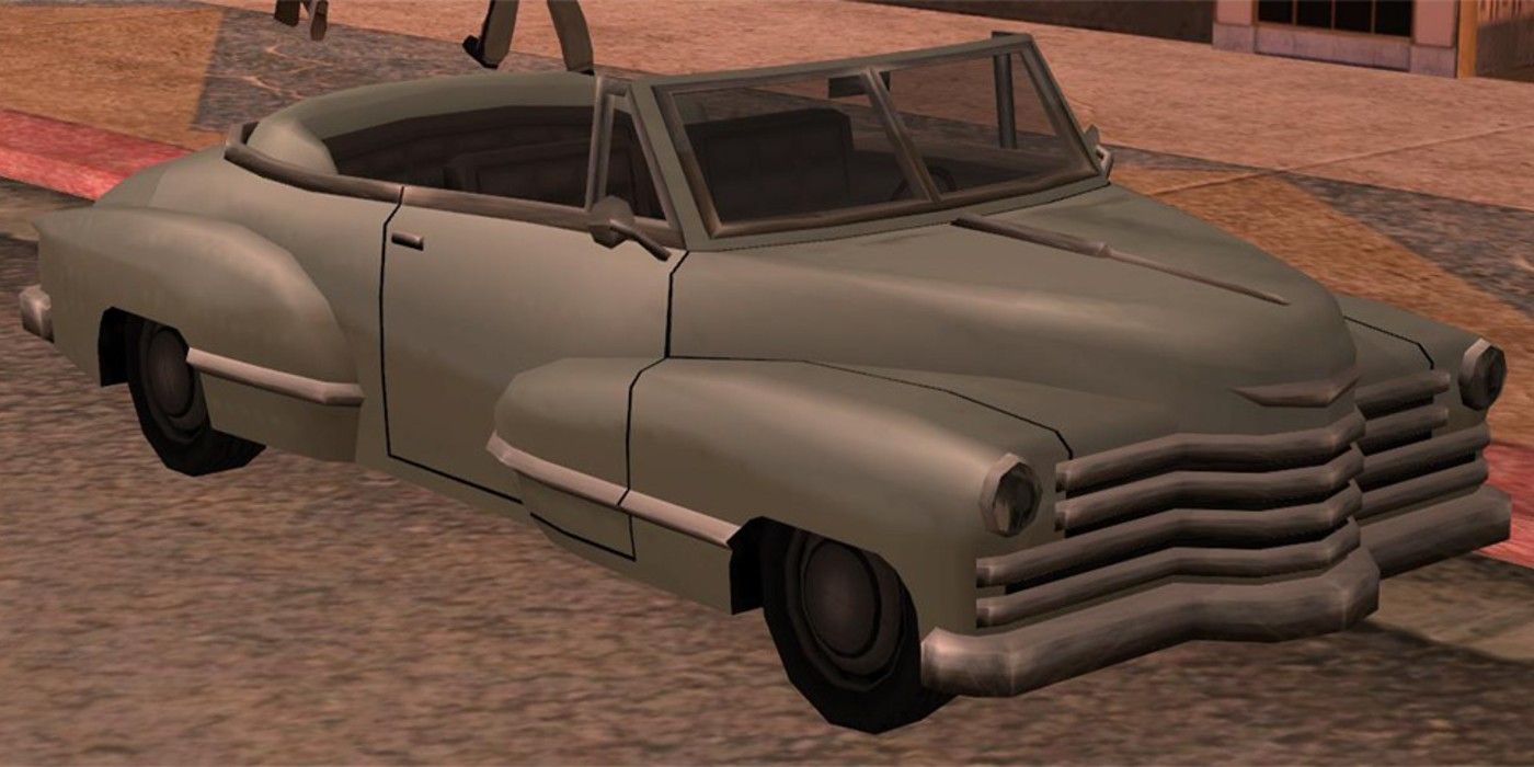 De Broadway-auto uit GTA: San Andreas, die lijkt op een cabriolet uit het midden van de eeuw.