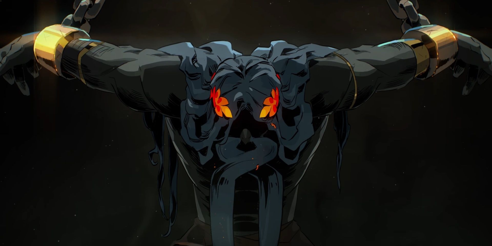 Hades chained up in the trailer for Hades 2