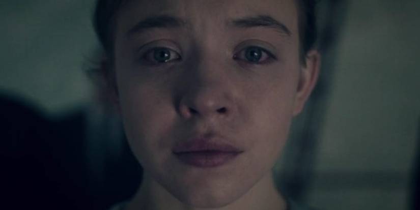 Sydney Sweeney as Eden looking sad in The Handmaid's Tale
