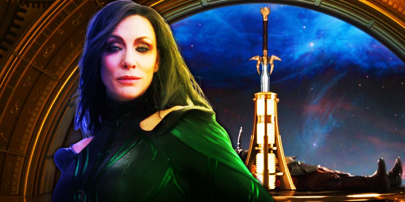 Hela and the Bifrost sword in Thor: Ragnarok