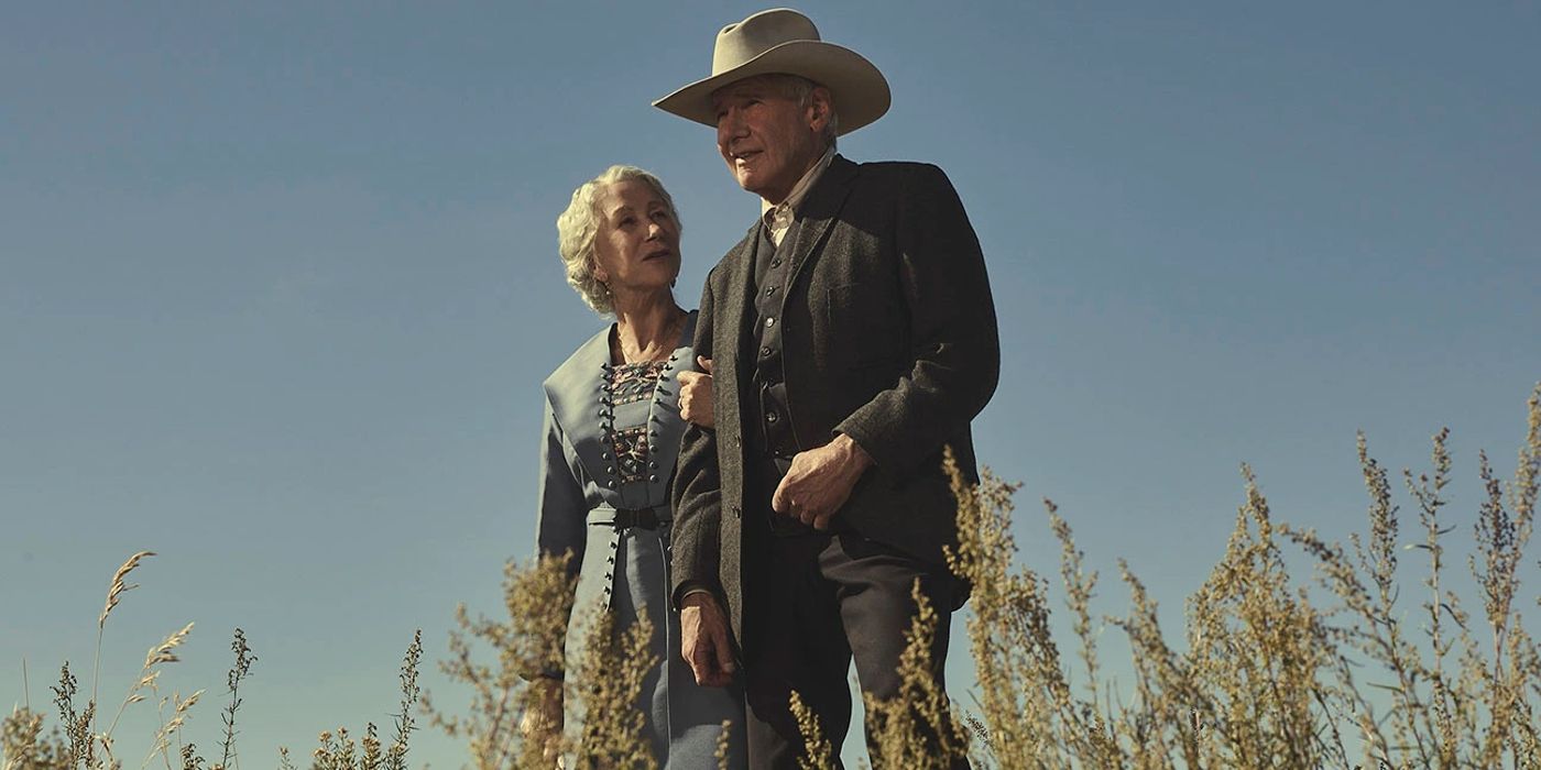 Helen Mirren segura o braço de Harrison Ford em 1923