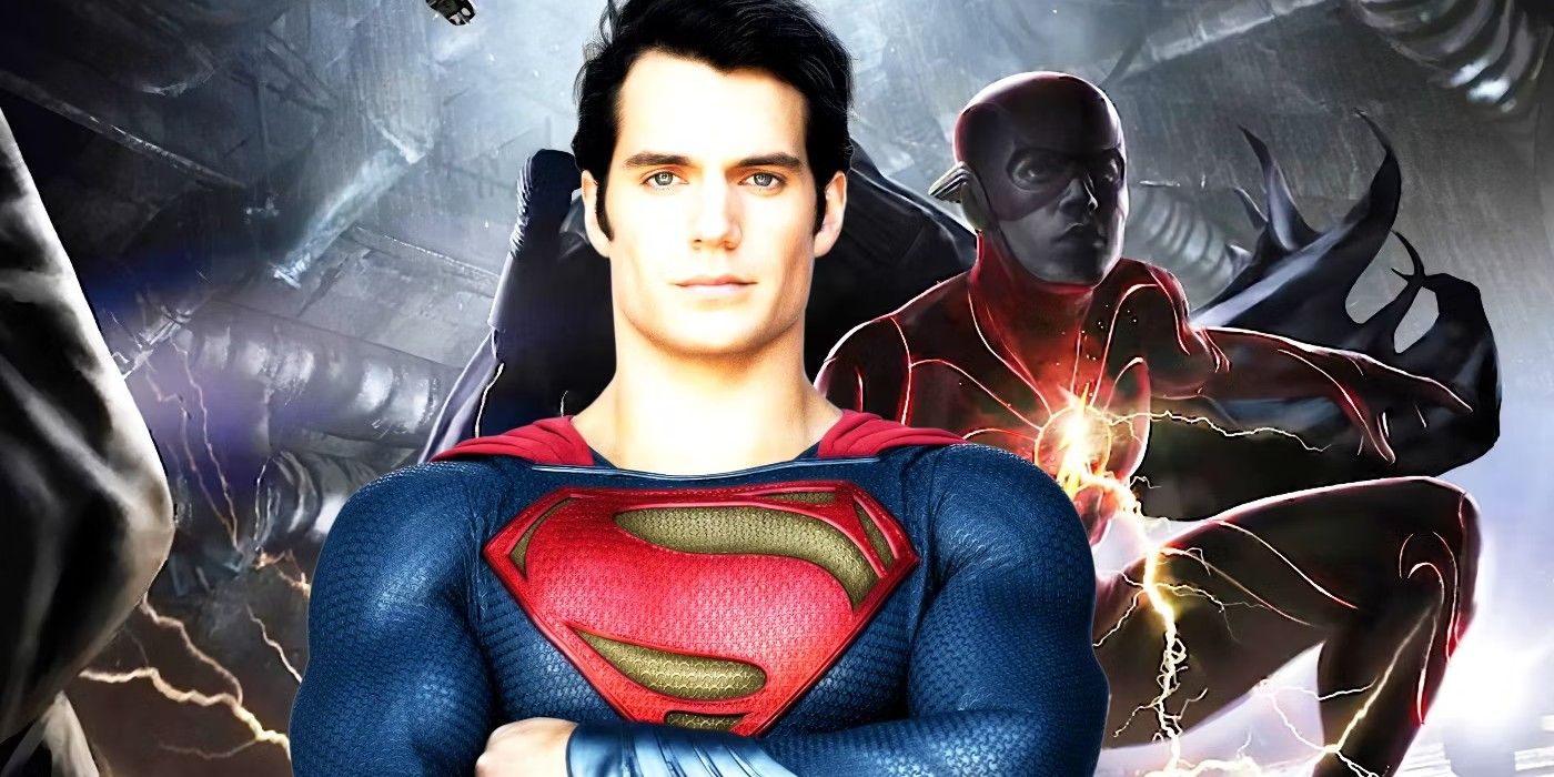 Henry Cavill dans le rôle de Superman contre l'art conceptuel du film Flash