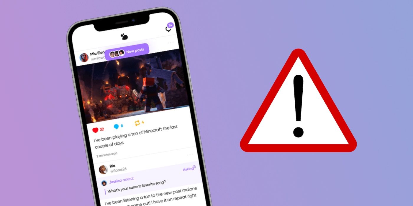 Hive Social on a smartphone next to a warning sign