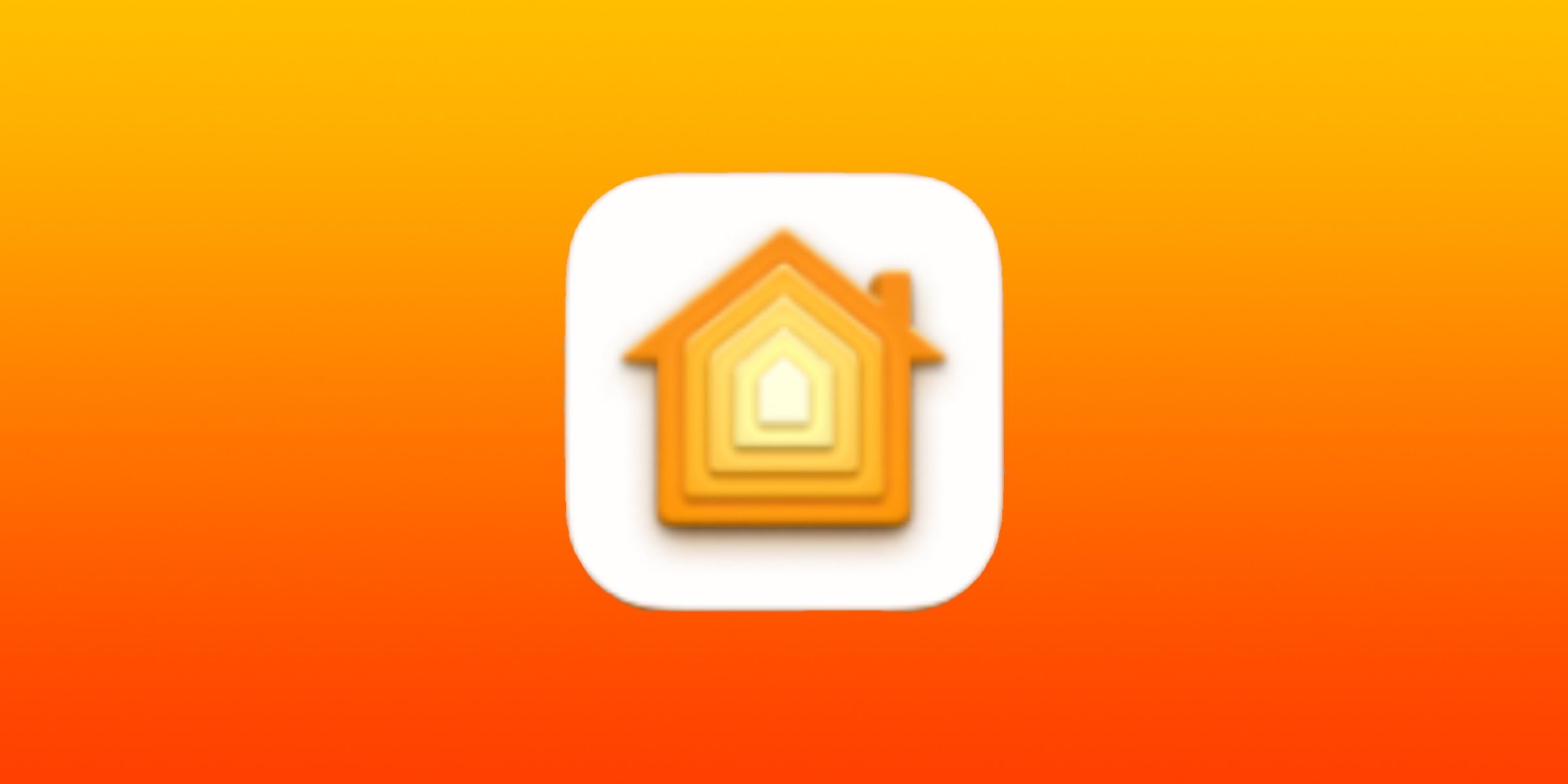 Icône de l'application Home d'Apple sur fond dégradé orange et jaune.