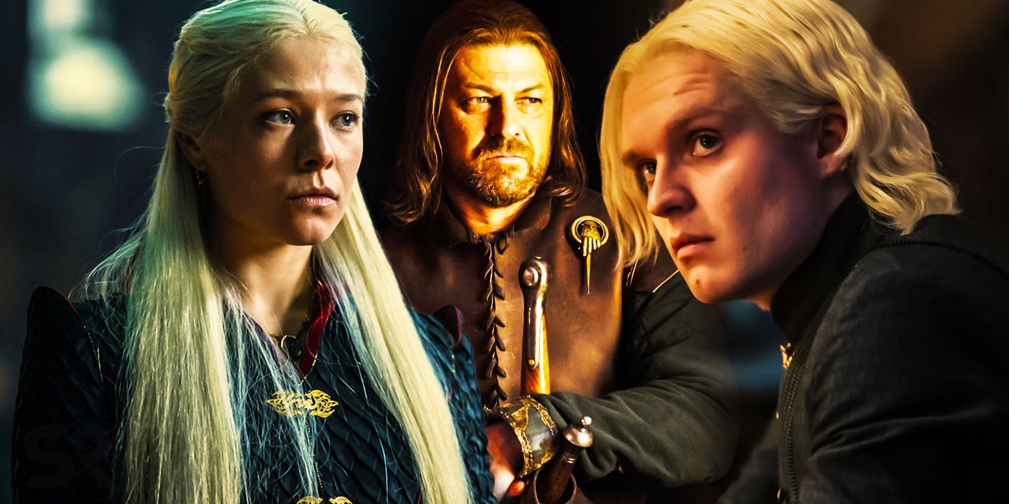 House of the Dragon's Rhaenyra, Aegon and Ned Stark from Game of Thrones.