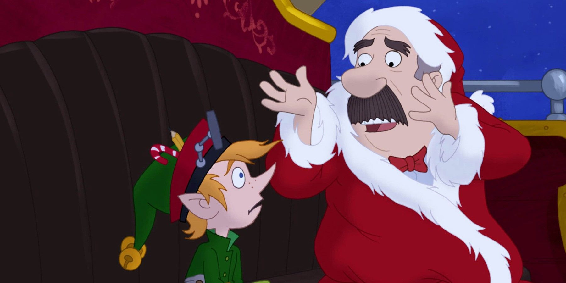 Murray dressed as Santa in a sleigh in How Murray Saved Christmas