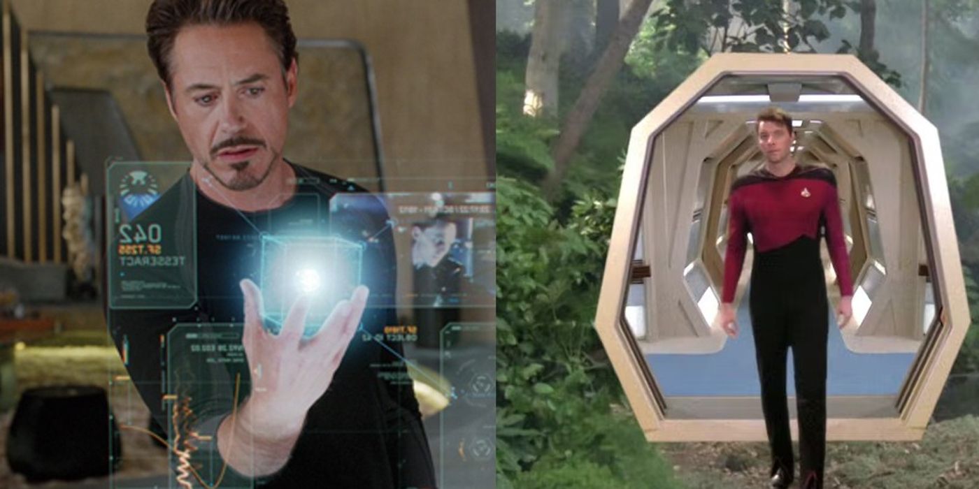 Tony uses holds a virtual cube in Iron Man 2 and Kirk exits a Holodeck in Star Trek