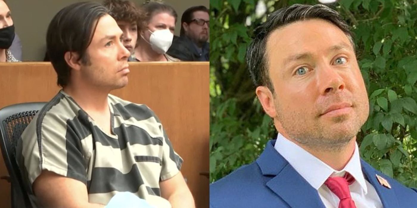 90 Day Fiance's Geoffrey Paschel sits in court and wears a suit and tie outdoors