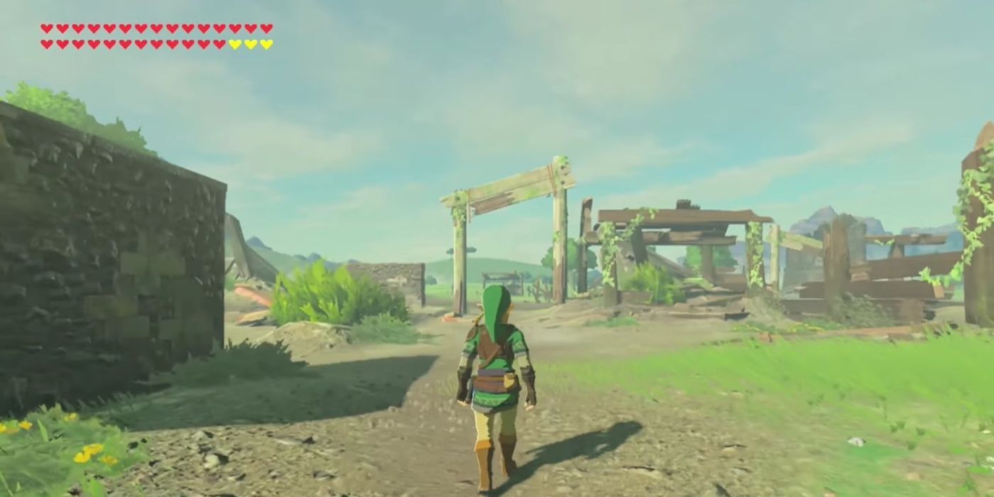 Lon Lon Ranch ruins in the legend of zelda breath of the wild.