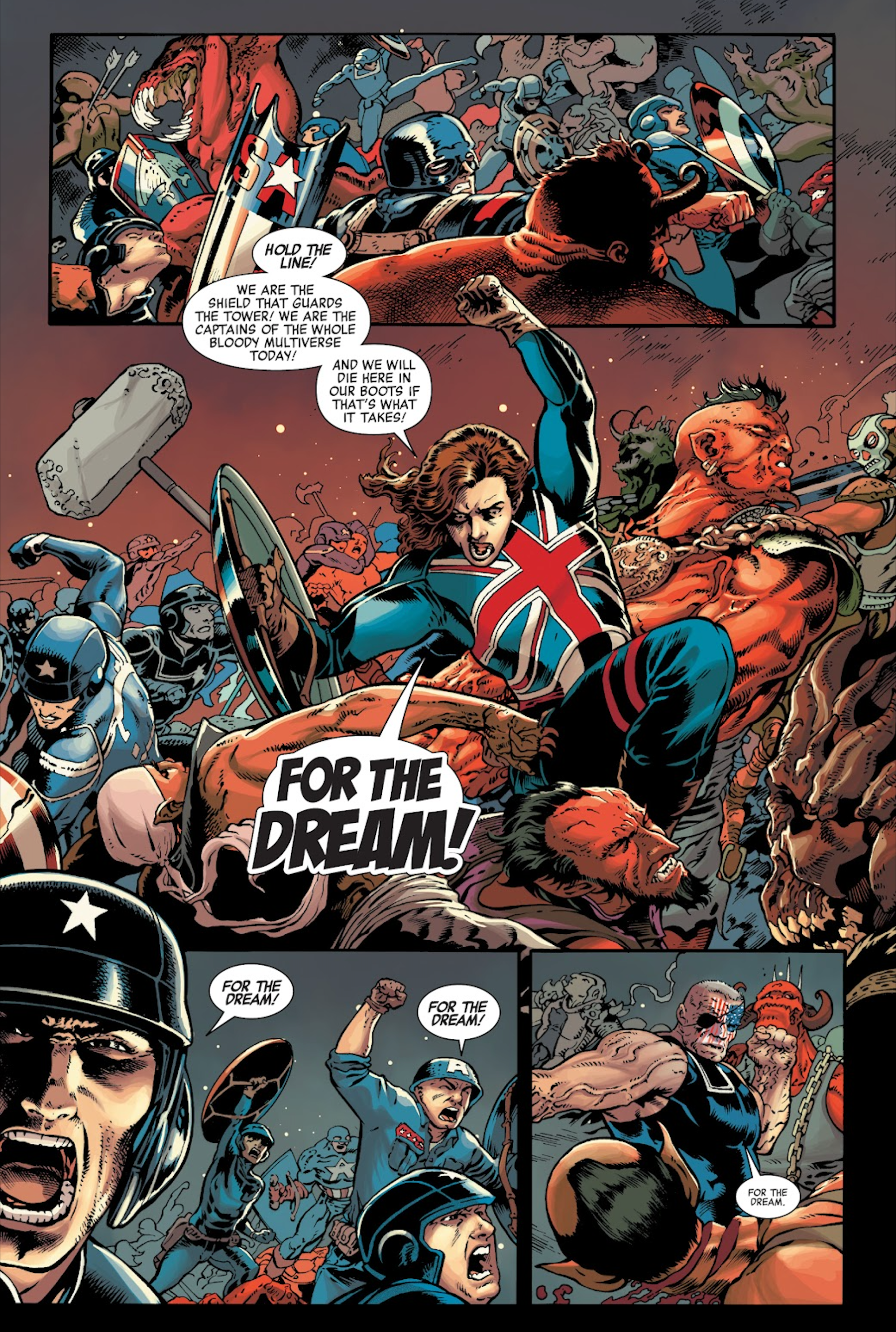 Infinite Captain America variants fight Mephisto in Avengers