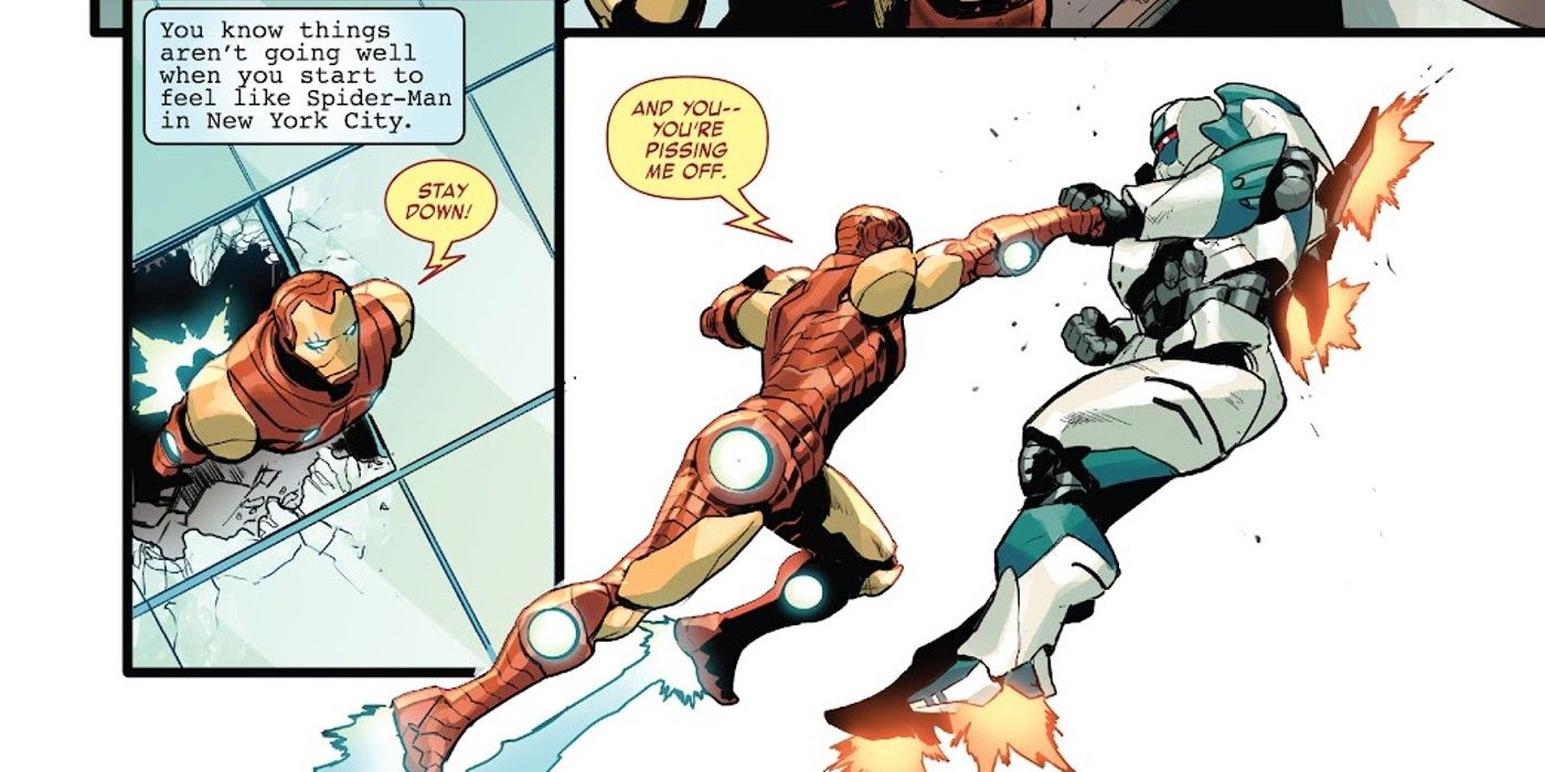 iron man punches the bad guy