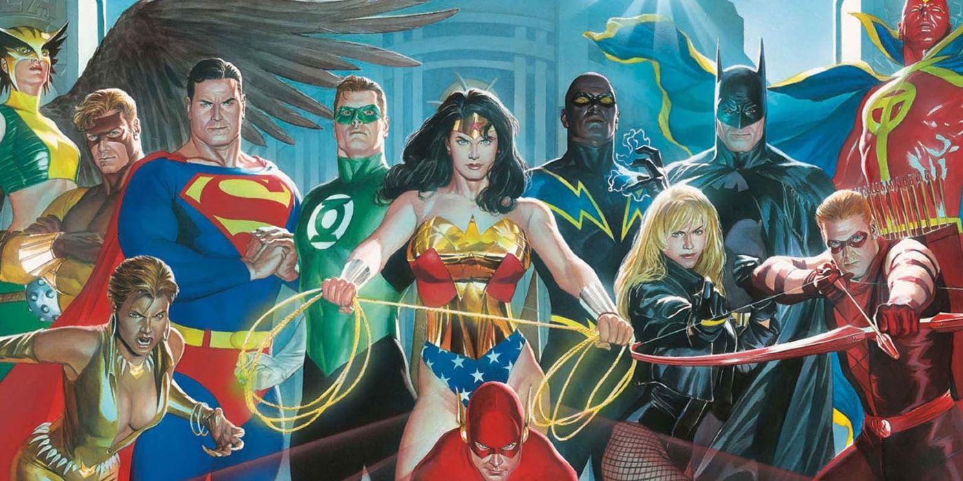 Uma linha de quadrinhos de super-heróis da DC, incluindo Superman, Lanterna Verde e Mulher Maravilha