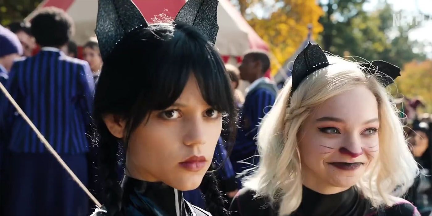 Jenna Ortega e Emma Myers como quarta-feira e Enid