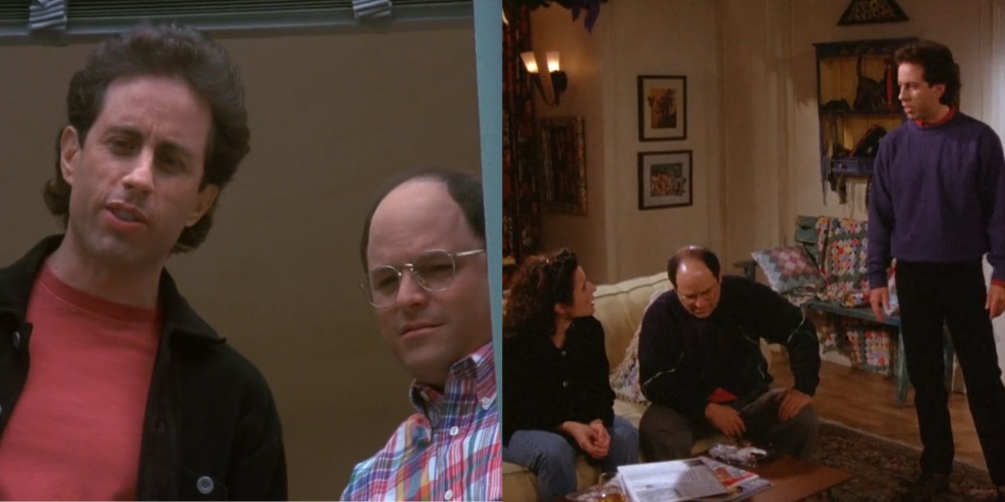 Split feature image showing Jerry George and Elaine in Seinfeld.