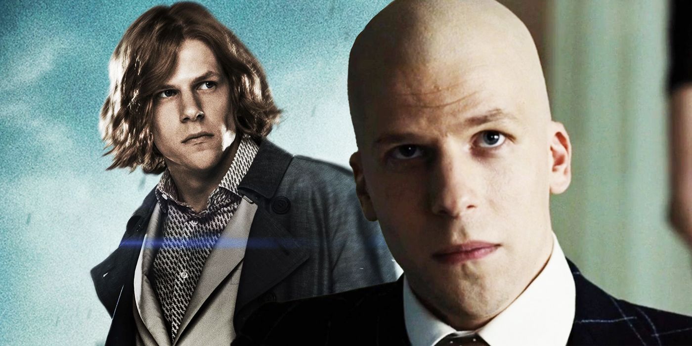 Jesse Eisenberg's Lex Luthor with and without hair