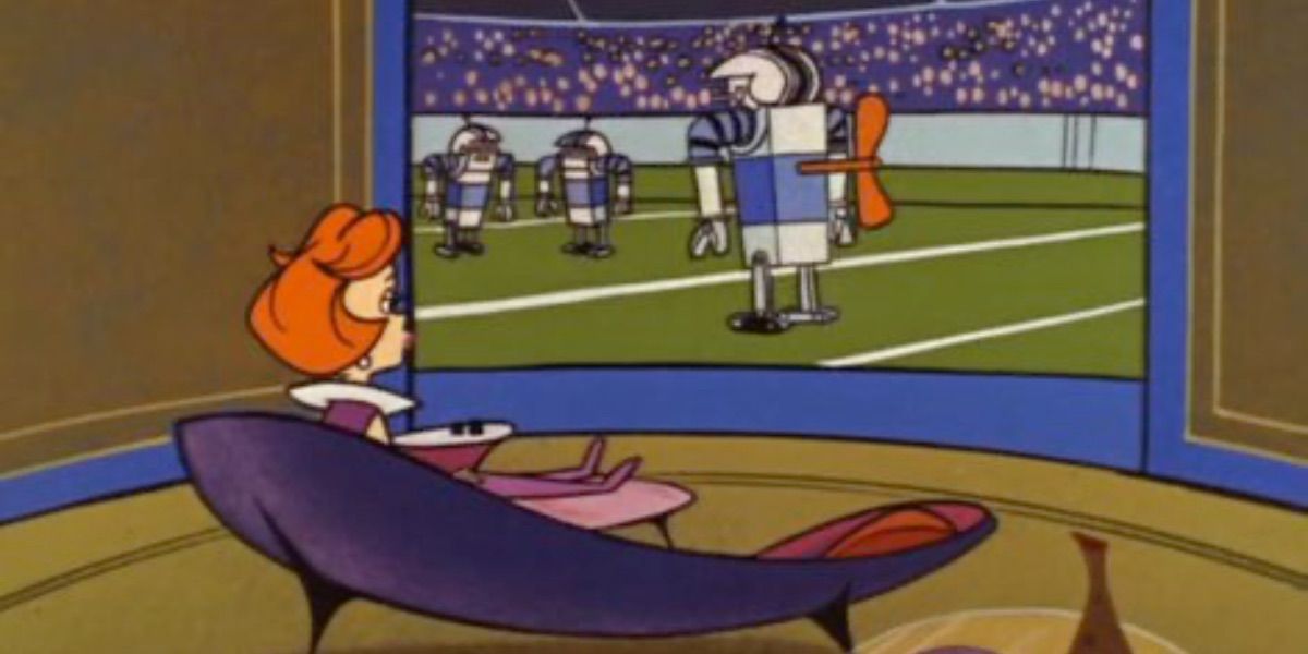 Jane watches the football game from The Jetsons 