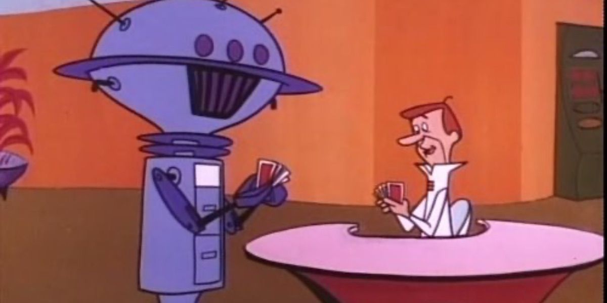 George plays cards with Uniblab from The Jetsons 
