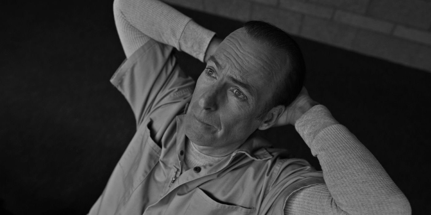 Bob Odenkirk as Jimmy McGill relaxing in prison in Better Call Saul's finale