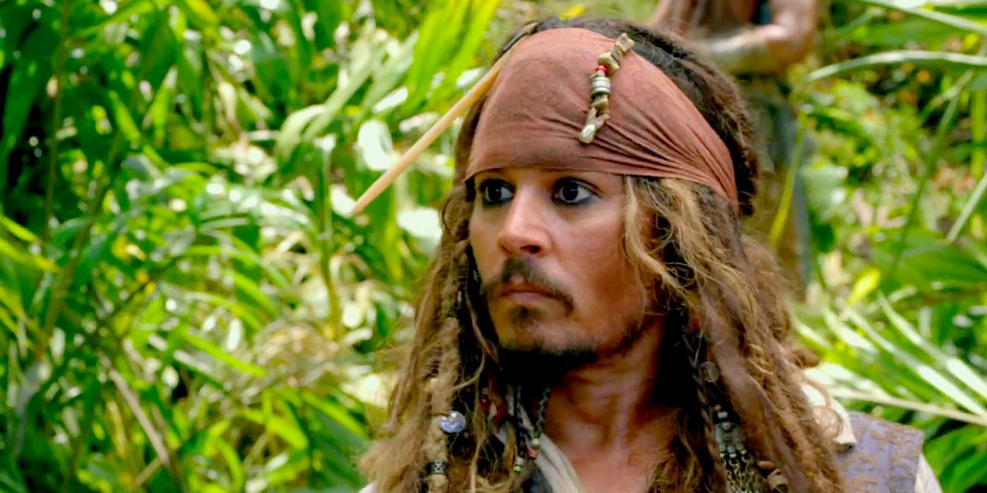 Johnny Depp dans le rôle de Jack Sparrow dans Pirates des Caraïbes.