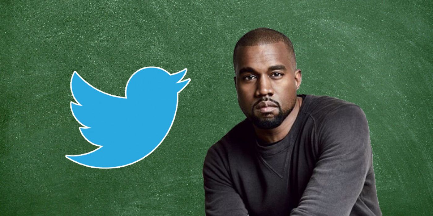 Kanye West next to Twitter logo on custom background
