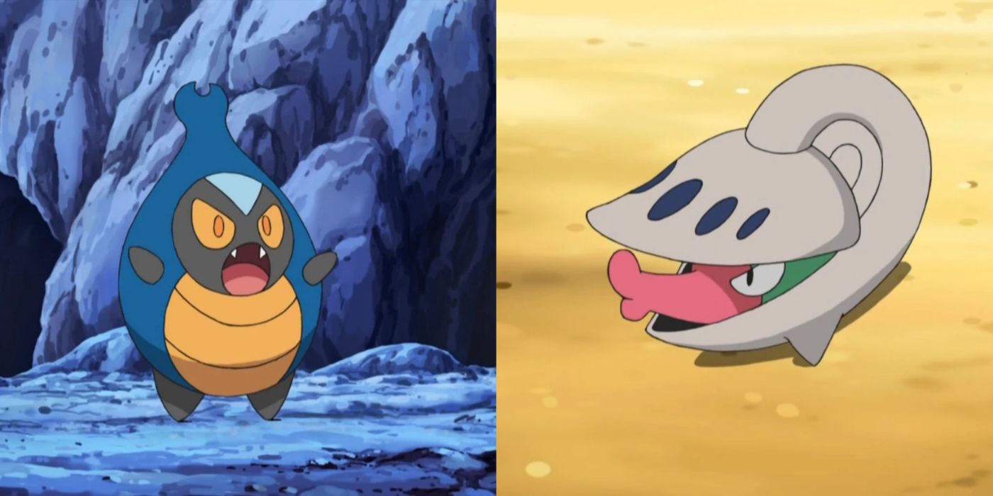 Shared image of Karrablast and Shellet in Pokémon anime.