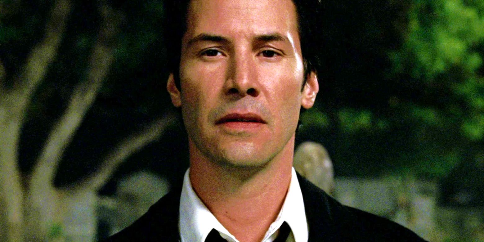 Keanu Reeves as John Constantine wearing suit at the end of Constantine