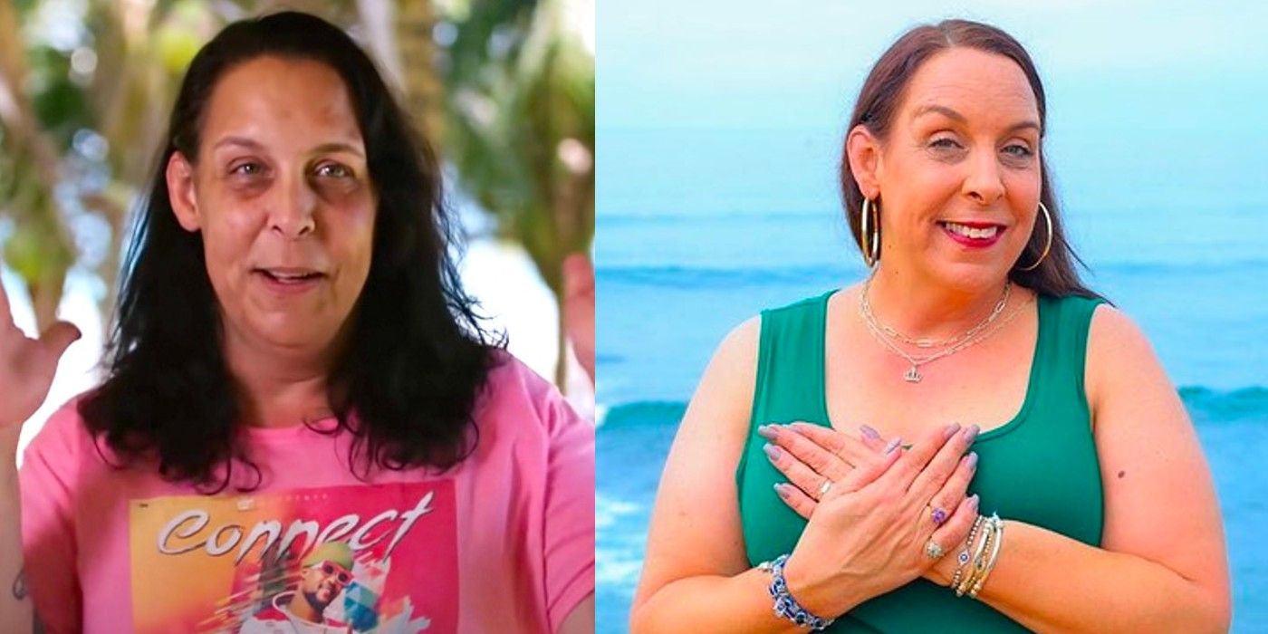 Kim Menzies from 90 Day Fiancé in a makeover split image