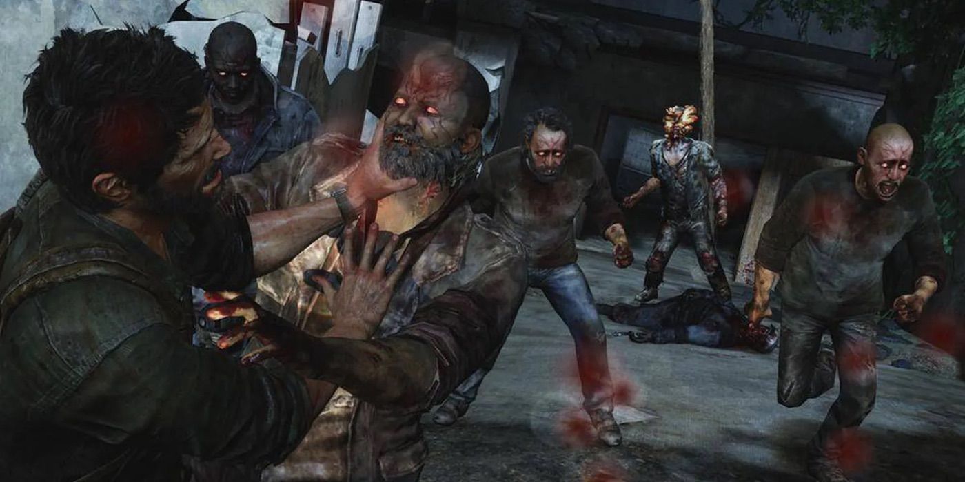 Joel fights off a horde of runners from The Last of Us 