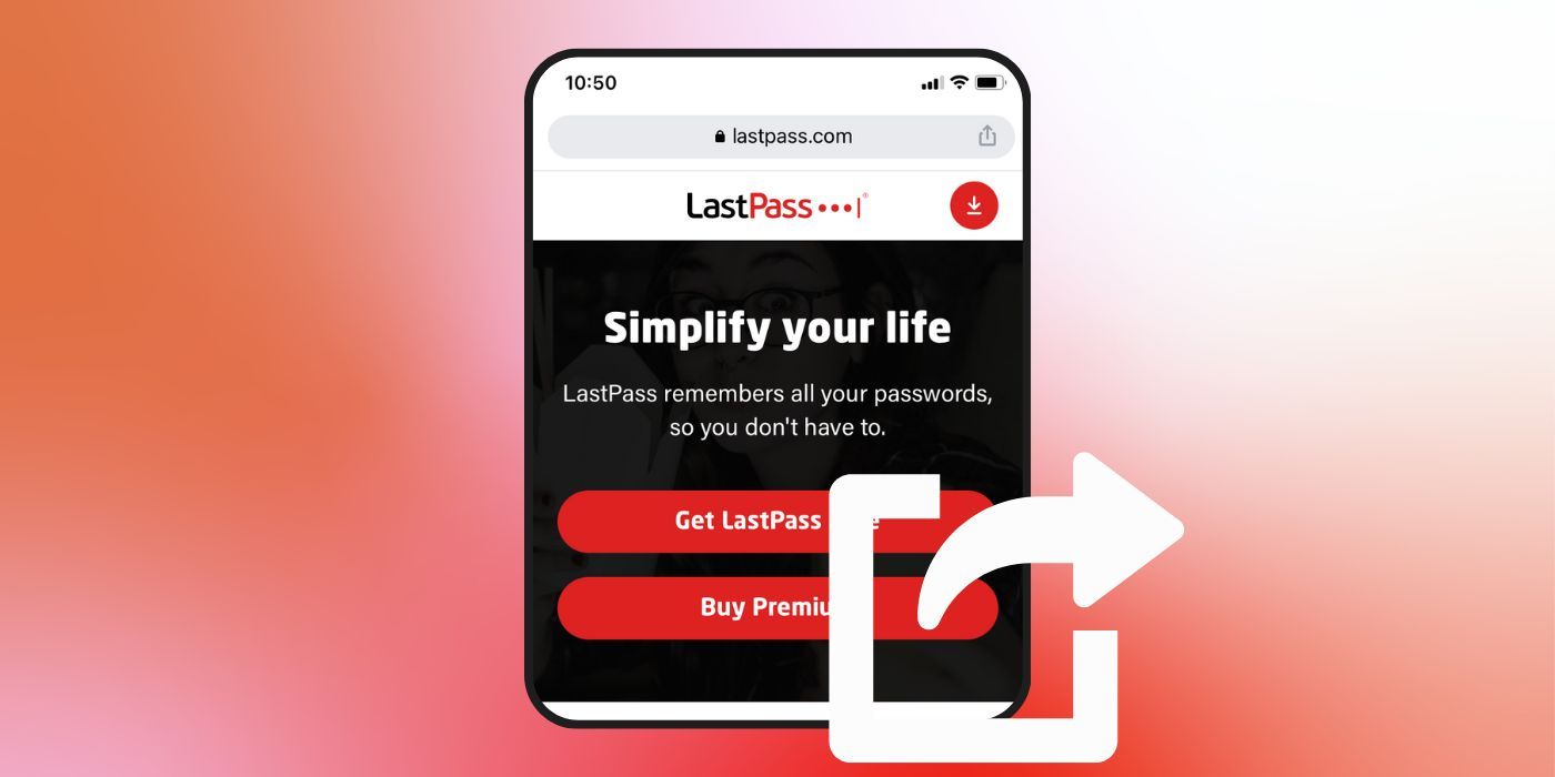 Screenshot on LastPass with an export graphic overlayed.