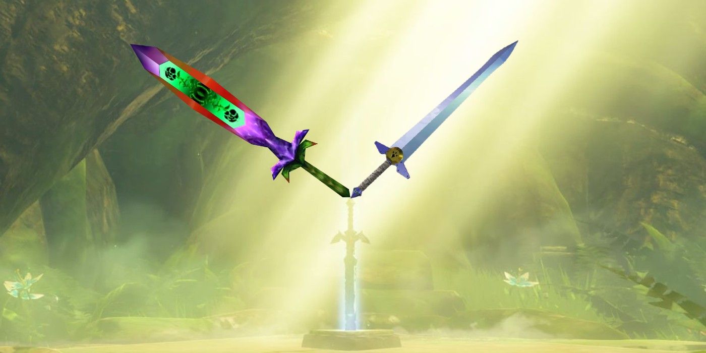 The Master Sword, Great Fairy's Sword, and Biggoron's Sword from The Legend of Zelda